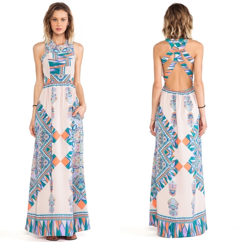 Lovers and Friends Kitty Cat Blush Scarf multicolor maxi dress